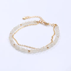 Dainty two layer natural bead bracelet