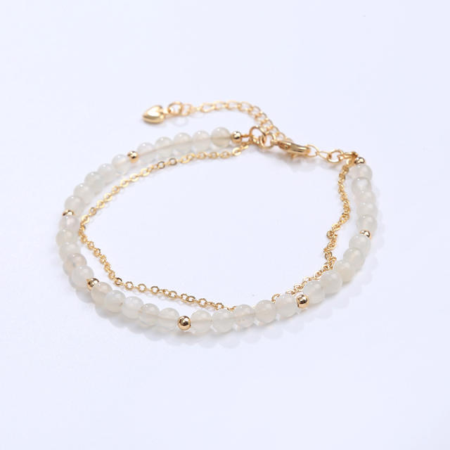 Dainty two layer natural bead bracelet