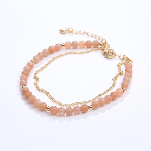 Dainty two layer natural bead bracelet