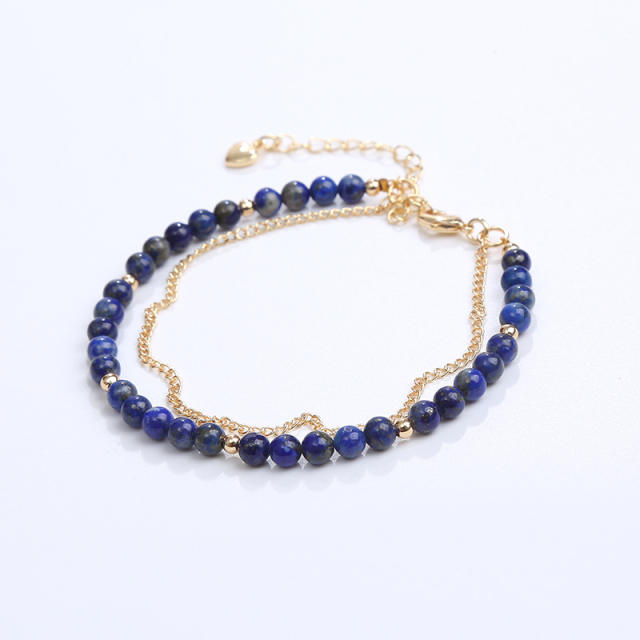 Dainty two layer natural bead bracelet