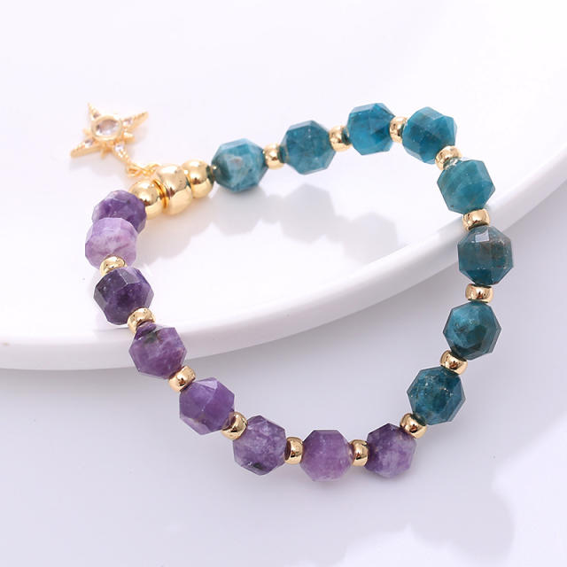 Natural color matching crystal bead bracelet