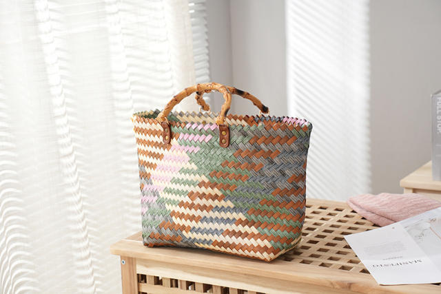 INS natural trend straw large capacity tote bag