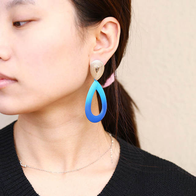 Boho holiday trend hollow waterdrop Gradient earrings