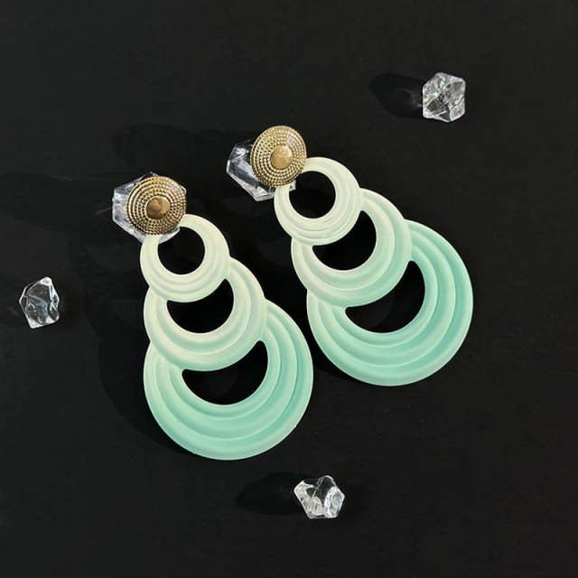 Boho Gradient geometric circle earrings