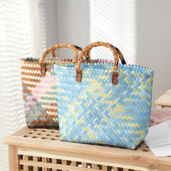 INS natural trend straw large capacity tote bag
