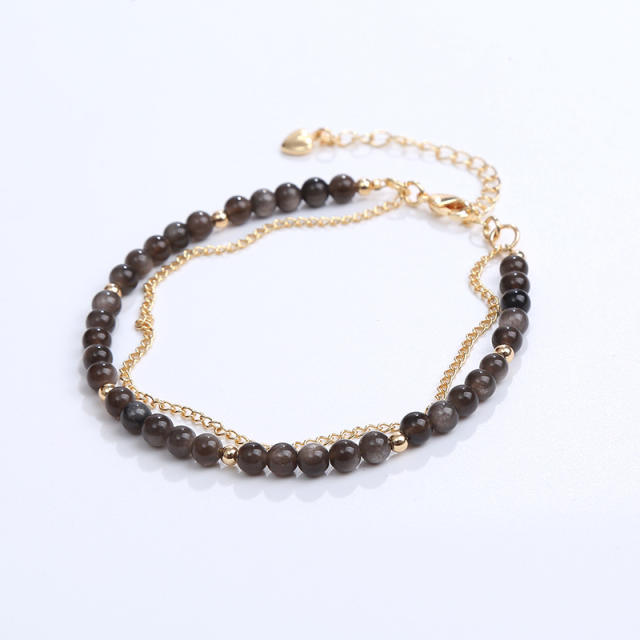 Dainty two layer natural bead bracelet