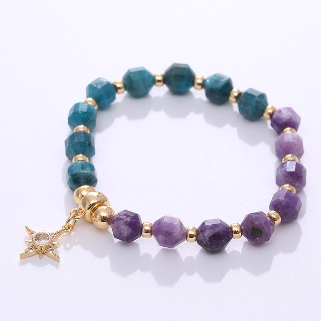 Natural color matching crystal bead bracelet