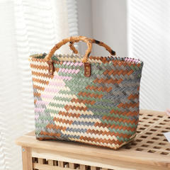 INS natural trend straw large capacity tote bag