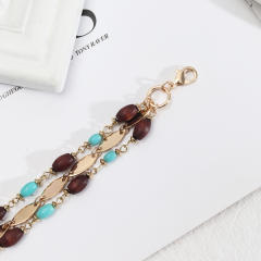 Boho turquoise wood bead layer bracelet