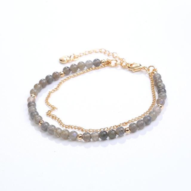 Dainty two layer natural bead bracelet