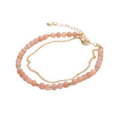 Dainty two layer natural bead bracelet