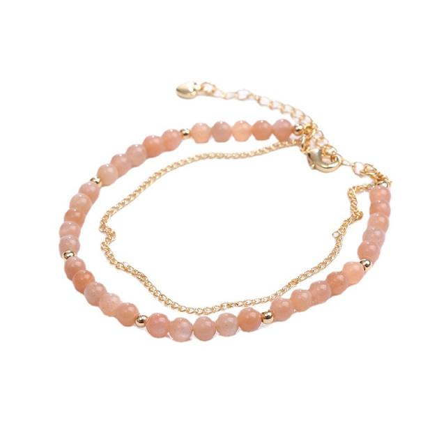 Dainty two layer natural bead bracelet