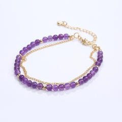 Dainty two layer natural bead bracelet