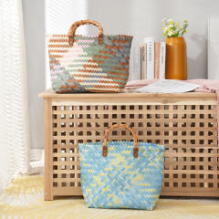 INS natural trend straw large capacity tote bag