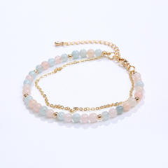 Dainty two layer natural bead bracelet