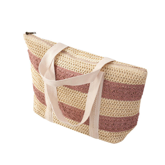 Summer design striped design large capacity straw tote bag