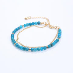 Dainty two layer natural bead bracelet
