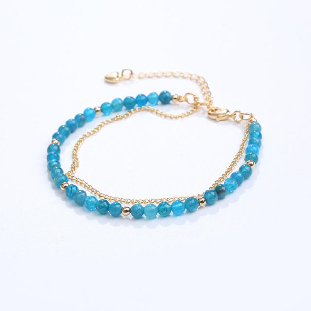 Dainty two layer natural bead bracelet