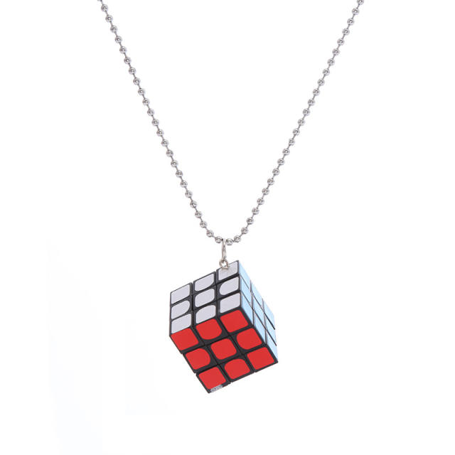 Creative funny magic cube necklace earring set