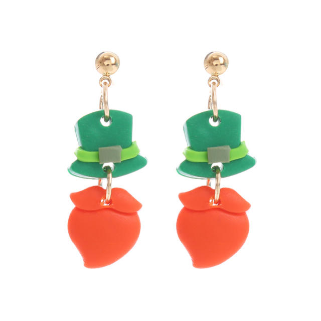 st patrick green color series acrylic earrings