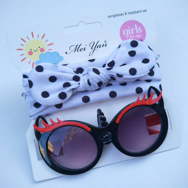 Summer design cute bunny headband kids sunglasses set