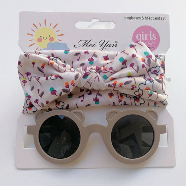 New design floral bow headband kids sunglasses set