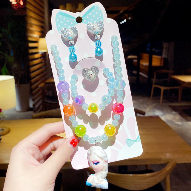 Sweet cartoon animal bead kids jewelry set