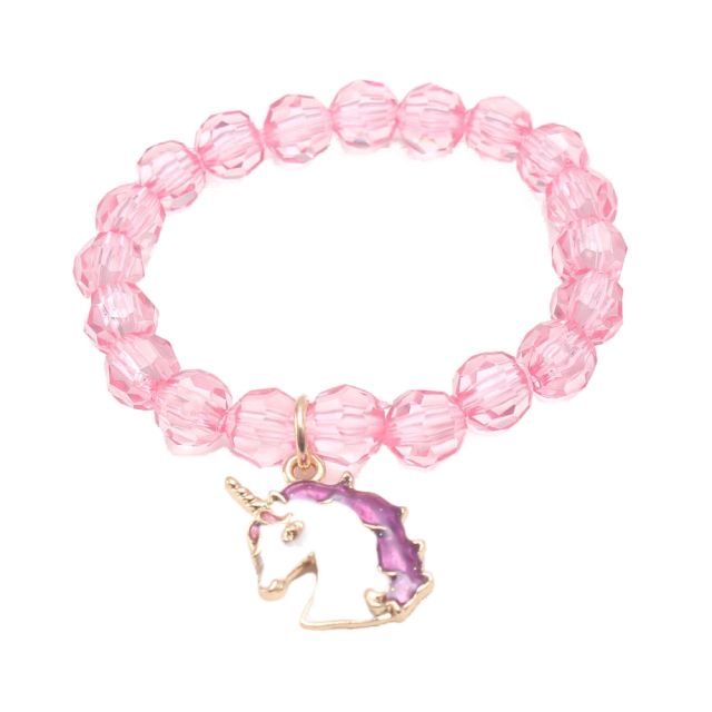 Hot sale unicorn charm clear acrylic bead kids bracelet