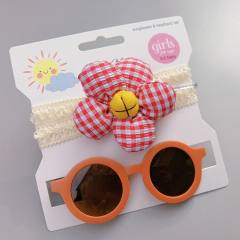 Summer design flower headband kids sunglasses set