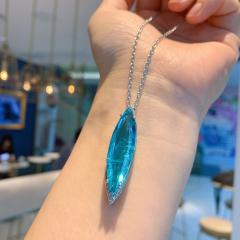 Occident fashion blue color cubic zircon oval copper necklace set