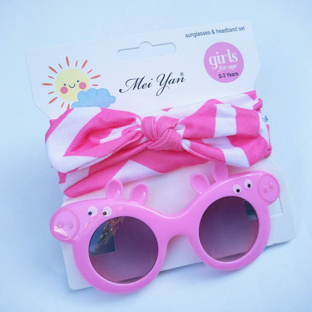 Summer design cute bunny headband kids sunglasses set