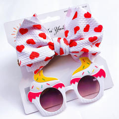 New design colorful bow headband kids sunglasses set