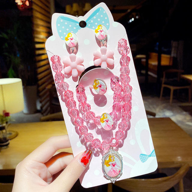 Sweet cartoon animal bead kids jewelry set