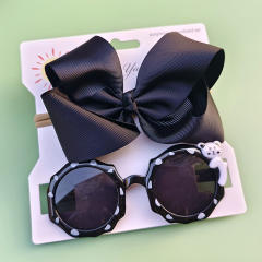 Personality sweet bow headband kids sunglasses set