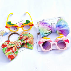 New design colorful bow headband kids sunglasses set
