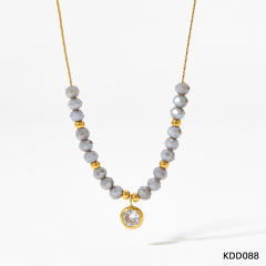 Baroque bead stainless steel necklace