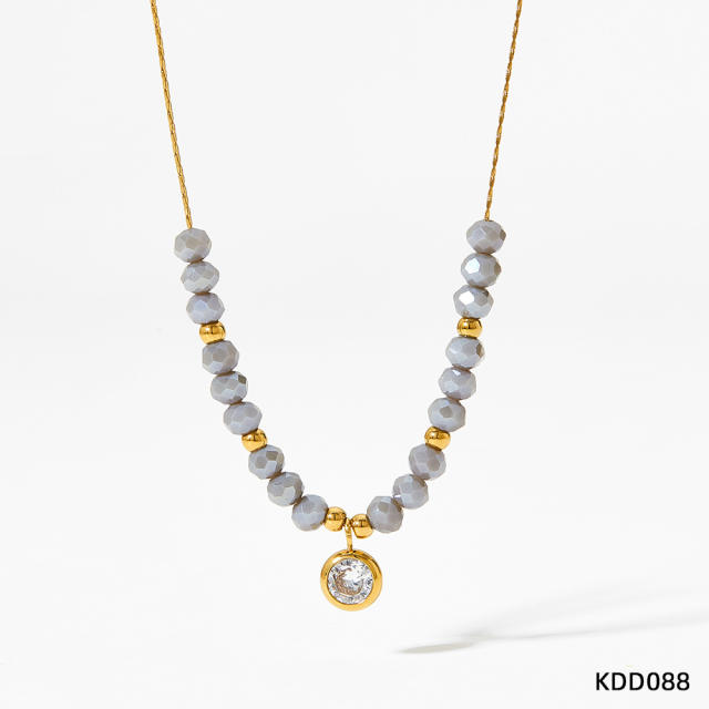 Baroque bead stainless steel necklace
