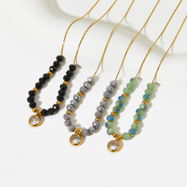 Baroque bead stainless steel necklace