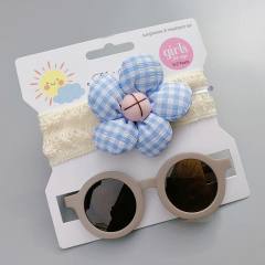 Summer design flower headband kids sunglasses set
