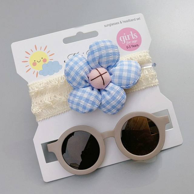 Summer design flower headband kids sunglasses set