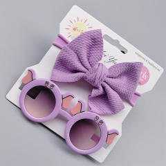 Sweet elegant design kids sunglasses bow headband set