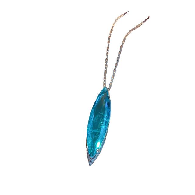Occident fashion blue color cubic zircon oval copper necklace set