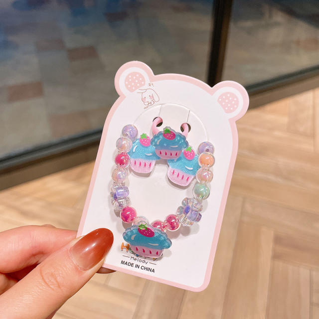 New design sweet cartoon bead necklace earring set for kids