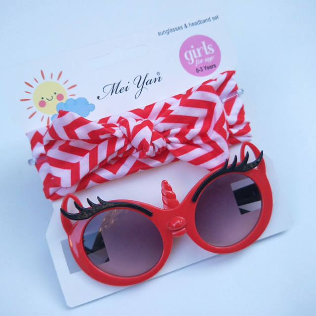 Summer design cute bunny headband kids sunglasses set