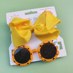 Personality sweet bow headband kids sunglasses set