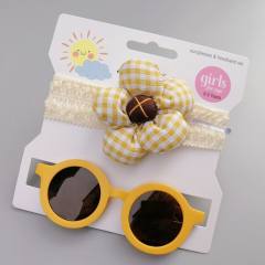 Summer design flower headband kids sunglasses set