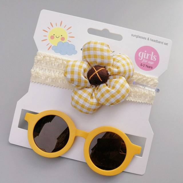 Summer design flower headband kids sunglasses set