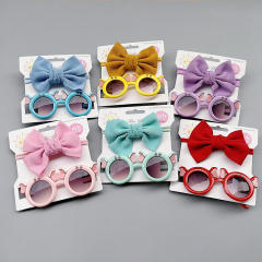 Sweet elegant design kids sunglasses bow headband set