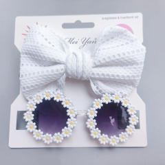 Sweet daisy flower kids sunglasses bow headband set