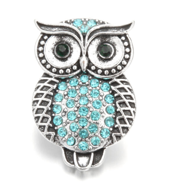 18mm rhinestone owl snap jewelry